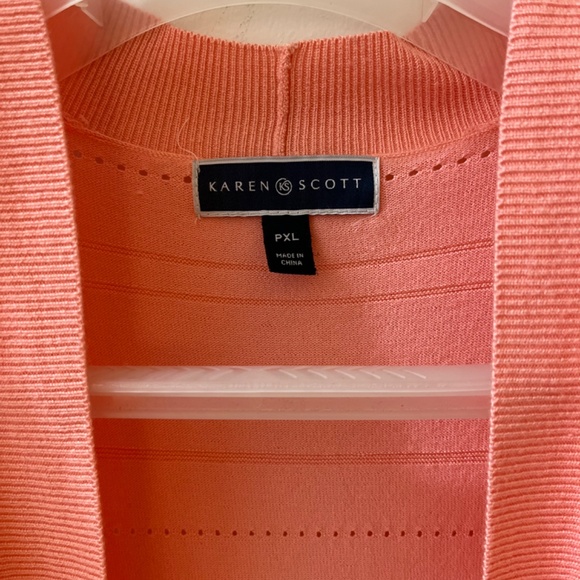 Karen Scott Cardigan Pointelle-Knit  Coral Blossom - Picture 4 of 8